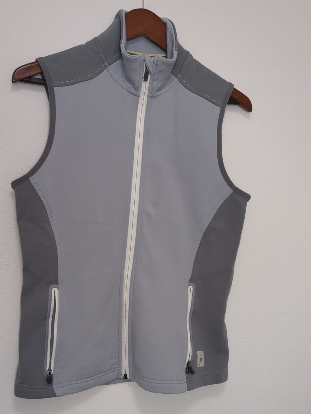 Smartwool Light Gray & Dark Gray Sleeveless Zip Vest